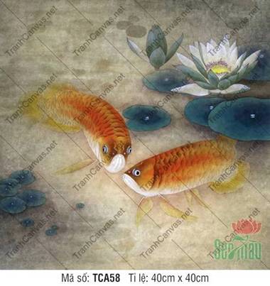 Tranh 2 Con Cá Rồng TCA58, Sắc Vàng Cam Uy Nghi Tranh 2 Con Cá Rồng TCA58, Sắc Vàng Cam Uy Nghi