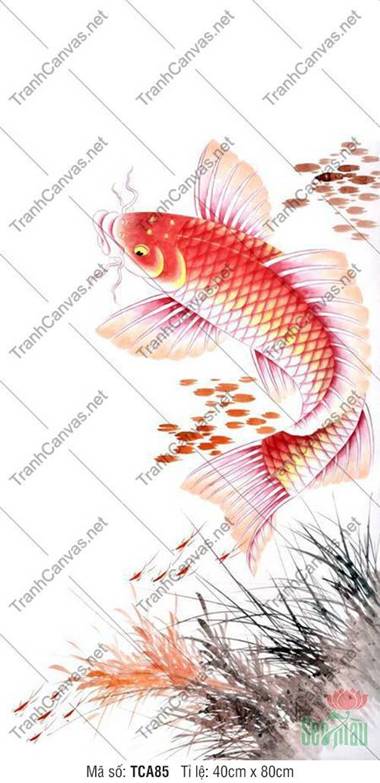 Tranh Cá Chép Phong Thủy TCA85, đường nét cá chép đỏ sinh động Tranh Cá Chép Phong Thủy TCA85, đường nét cá chép đỏ sinh động