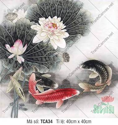 Tranh Cá Chép Treo Tường TCA34, Sắc Vàng Ánh Nhẹ