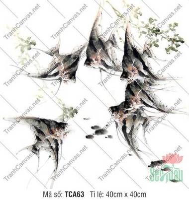 Tranh Cá Trang Trí TCA63, Đàn Cá Ông Tiên Thủy Mặc
