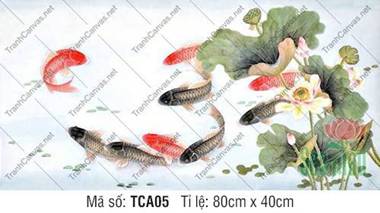 Tranh Cửu Ngư Hoa Sen TCA05, vẻ đẹp đường nét nghệ thuật
