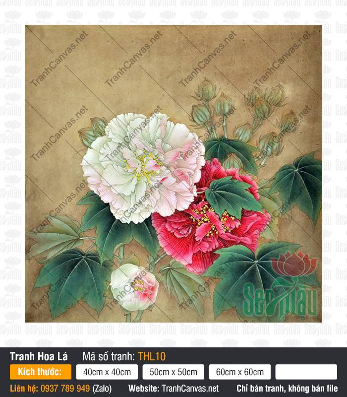 Tranh Hoa Đẹp Treo Tường THL10 Tranh Hoa Đẹp Treo Tường THL10 khắc họa đóa phù dung nở rộ tinh tế