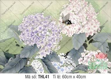 Tranh Hoa Cánh Bướm THL41, Cụm Hoa Sắc Tím Tinh Tế
