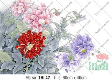 Tranh Hoa Đẹp Treo Phòng Khách THL42, sắc hoa cúc rực rỡ