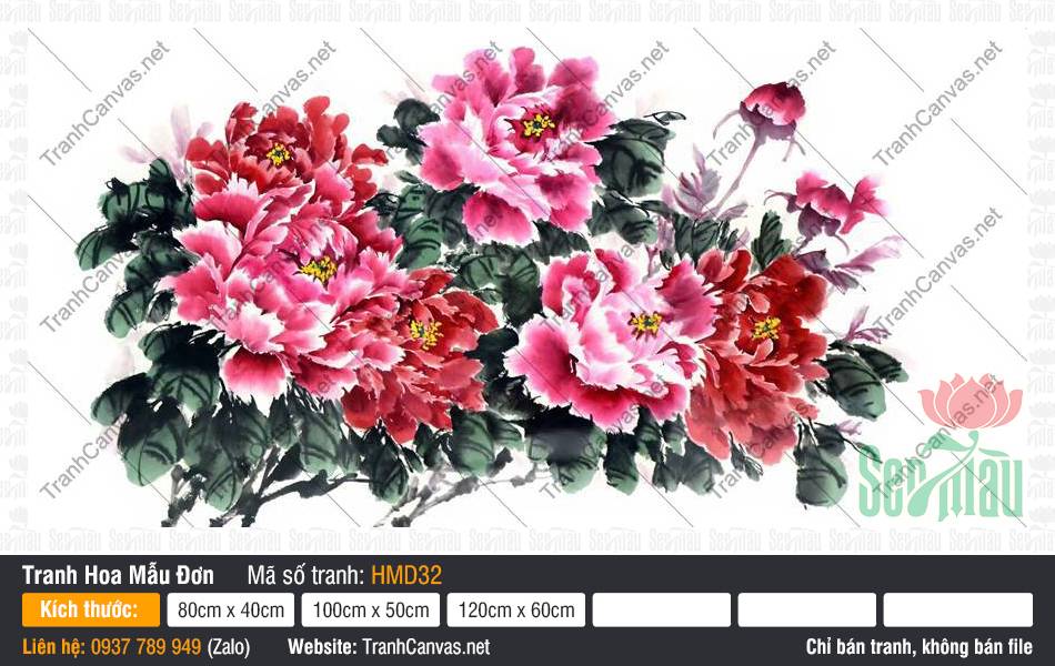 Tranh Hoa Mẫu Đơn Phòng Khách HMD32 Tranh Hoa Mẫu Đơn Phòng Khách HMD32 miêu tả những đóa hoa hồng thắm rực rỡ