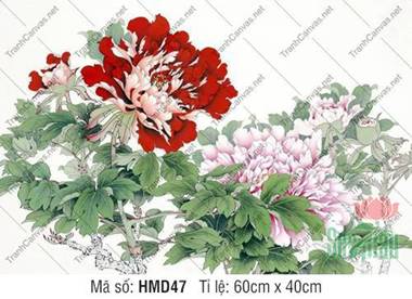 Bức Tranh Hoa Mẫu Đơn HMD47, Sắc Hoa Đỏ Hồng Khoe Vẻ Đẹp Tinh Tế Bức Tranh Hoa Mẫu Đơn HMD47, Sắc Hoa Đỏ Hồng Khoe Vẻ Đẹp Tinh Tế