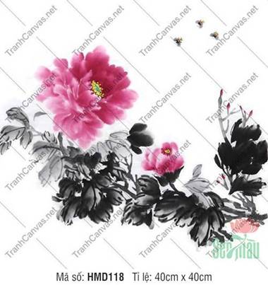 Hình Ảnh Hoa Mẫu Đơn May Mắn HMD118, nét mực đen trắng độc đáo Hình Ảnh Hoa Mẫu Đơn May Mắn HMD118, nét mực đen trắng độc đáo