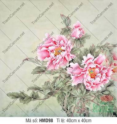Hình Hoa Mẫu Đơn Hồng HMD98, nét cọ thủy mặc sắc hồng thắm Hình Hoa Mẫu Đơn Hồng HMD98, nét cọ thủy mặc sắc hồng thắm