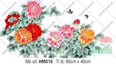 Hình Hoa Mẫu Đơn May Mắn HMD18, Rực Rỡ Khóm Hoa Tam Sắc Hình Hoa Mẫu Đơn May Mắn HMD18, Rực Rỡ Khóm Hoa Tam Sắc