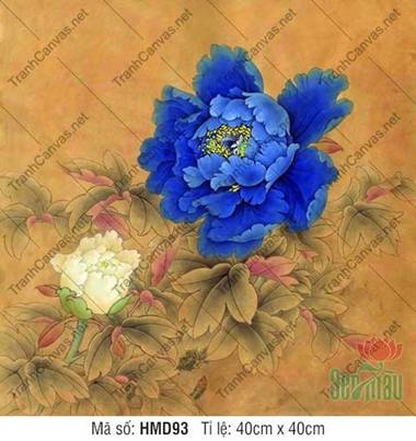Hình Hoa Mẫu Đơn Xanh HMD93, đóa lam ngọc rực rỡ và nét cọ cổ điển Hình Hoa Mẫu Đơn Xanh HMD93, đóa lam ngọc rực rỡ và nét cọ cổ điển