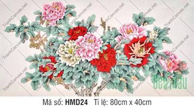 Mẫu Tranh Hoa Mẫu Đơn HMD24, Vẻ Đẹp Đỏ Hồng Nở Rộ Mẫu Tranh Hoa Mẫu Đơn HMD24, Vẻ Đẹp Đỏ Hồng Nở Rộ