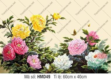 Mẫu Tranh Hoa Mẫu Đơn HMD49, Vẻ Đẹp Đa Sắc Kiêu Sa Mẫu Tranh Hoa Mẫu Đơn HMD49, Vẻ Đẹp Đa Sắc Kiêu Sa