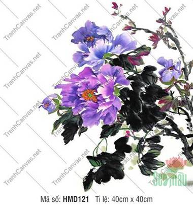 Những Bức Tranh Hoa Mẫu Đơn Đẹp Nhất HMD121, Sắc Tím Thủy Mặc Những Bức Tranh Hoa Mẫu Đơn Đẹp Nhất HMD121, Sắc Tím Thủy Mặc