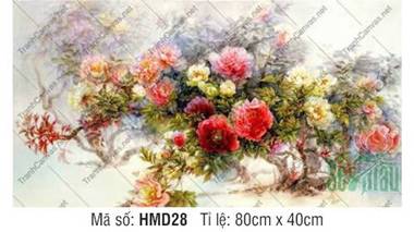 Tranh Hoa Mẫu Đơn Đẹp HMD28, Thảm Hoa Đa Sắc Bừng Nở Tranh Hoa Mẫu Đơn Đẹp HMD28, Thảm Hoa Đa Sắc Bừng Nở