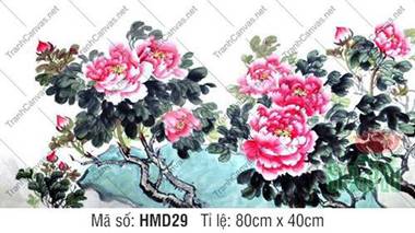 Tranh Hoa Mẫu Đơn Đẹp Nhất HMD29, Sắc Hồng Thắm Trên Nền Ngọc Tranh Hoa Mẫu Đơn Đẹp Nhất HMD29, Sắc Hồng Thắm Trên Nền Ngọc