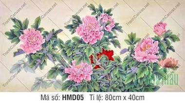 Tranh Hoa Mẫu Đơn Hiện Đại HMD05, Sắc Hồng Kiều Diễm Tranh Hoa Mẫu Đơn Hiện Đại HMD05, Sắc Hồng Kiều Diễm