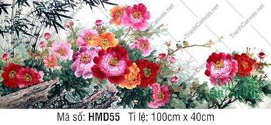 Tranh Hoa Mẫu Đơn Hiện Đại HMD55, Bố Cục Ngang Đa Sắc Sinh Động Tranh Hoa Mẫu Đơn Hiện Đại HMD55, Bố Cục Ngang Đa Sắc Sinh Động