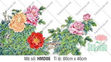 Tranh Hoa Mẫu Đơn Khổ Lớn HMD06, Bức Họa Mẫu Đơn Rực Rỡ Sắc Màu Tranh Hoa Mẫu Đơn Khổ Lớn HMD06, Bức Họa Mẫu Đơn Rực Rỡ Sắc Màu