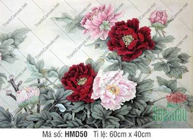 Tranh Hoa Mẫu Đơn May Mắn HMD50, Sắc Đỏ Hồng Kiêu Hãnh Rực Rỡ Tranh Hoa Mẫu Đơn May Mắn HMD50, Sắc Đỏ Hồng Kiêu Hãnh Rực Rỡ