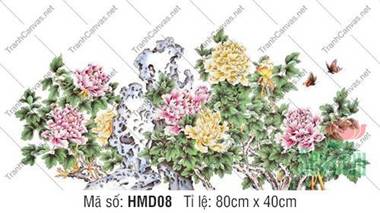 Tranh Hoa Mẫu Đơn Phong Thủy HMD08, Vẻ Đẹp Rực Rỡ Bên Giả Sơn Tranh Hoa Mẫu Đơn Phong Thủy HMD08, Vẻ Đẹp Rực Rỡ Bên Giả Sơn