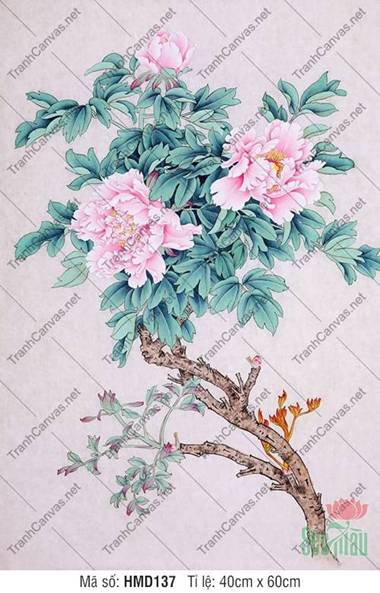 Tranh Hoa Mẫu Đơn Treo Tường HMD137, Sắc Hồng Thanh Nhã Tranh Hoa Mẫu Đơn Treo Tường HMD137, Sắc Hồng Thanh Nhã
