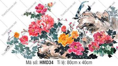 Tranh Hoa Mẫu Đơn Treo Tường HMD34, Vẻ Đẹp Sắc Màu Bên Mỏm Đá Tranh Hoa Mẫu Đơn Treo Tường HMD34, Vẻ Đẹp Sắc Màu Bên Mỏm Đá