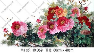 Tranh Hoa Mẫu Đơn Treo Tường HMD59, Sắc Hoa Mẫu Đơn Thủy Mặc Rực Rỡ Tranh Hoa Mẫu Đơn Treo Tường HMD59, Sắc Hoa Mẫu Đơn Thủy Mặc Rực Rỡ