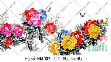 Tranh Mẫu Đơn Phú Quý HMD37, tuyệt tác thủy mặc hoa nở rực rỡ Tranh Mẫu Đơn Phú Quý HMD37, tuyệt tác thủy mặc hoa nở rực rỡ