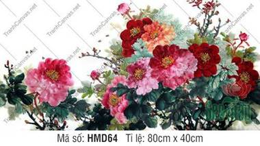 Tranh Vẽ Hoa Mẫu Đơn Đẹp HMD64, Vẻ Đẹp Sắc Hồng Đỏ Rực Rỡ Tranh Vẽ Hoa Mẫu Đơn Đẹp HMD64, Vẻ Đẹp Sắc Hồng Đỏ Rực Rỡ