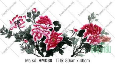 Tranh Vẽ Hoa Mẫu Đơn HMD38, Nét Vẽ Hồng Đỏ Thủy Mặc Tranh Vẽ Hoa Mẫu Đơn HMD38, Nét Vẽ Hồng Đỏ Thủy Mặc