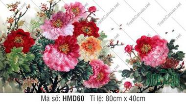 Tranh in Hoa Mẫu Đơn HMD60, nét vẽ thủy mặc rực rỡ Tranh in Hoa Mẫu Đơn HMD60, nét vẽ thủy mặc rực rỡ