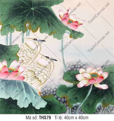 Hoa Sen Nghệ Thuật THS79, đôi chim cò nương náu đầm sen