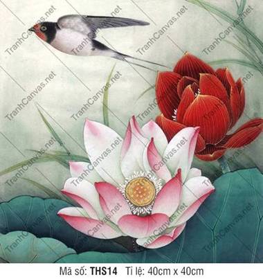 Tranh Hình Hoa Sen THS14, Nét cọ tinh tế và cánh én mùa xuân Tranh Hình Hoa Sen THS14, Nét cọ tinh tế và cánh én mùa xuân