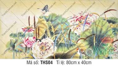 Tranh Hoa Sen Đẹp THS04, sắc hoa tinh khôi hòa quyện cùng thiên nhiên Tranh Hoa Sen Đẹp THS04, sắc hoa tinh khôi hòa quyện cùng thiên nhiên