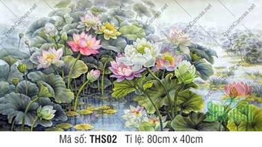 Tranh Hoa Sen Khổ Lớn THS02, sắc hoa rực rỡ giữa đầm lầy Tranh Hoa Sen Khổ Lớn THS02, sắc hoa rực rỡ giữa đầm lầy