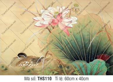 Tranh Hoa Sen Khổ Lớn THS110, Họa Nét Thủy Mặc Cổ Điển Tranh Hoa Sen Khổ Lớn THS110, Họa Nét Thủy Mặc Cổ Điển
