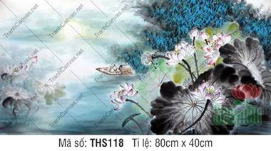Tranh Hoa Sen Lớn THS118, Sắc Sen Hồng Và Lá Mực Tàu Tranh Hoa Sen Lớn THS118, Sắc Sen Hồng Và Lá Mực Tàu