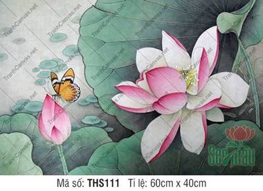 Tranh Hoa Sen Nghệ Thuật THS111, Bức Tranh Hoa Sen Bướm Vàng Tranh Hoa Sen Nghệ Thuật THS111, Bức Tranh Hoa Sen Bướm Vàng