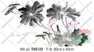 Tranh Hoa Sen Phong Thủy THS123, Vẻ Đẹp Thủy Mặc Tinh Tế