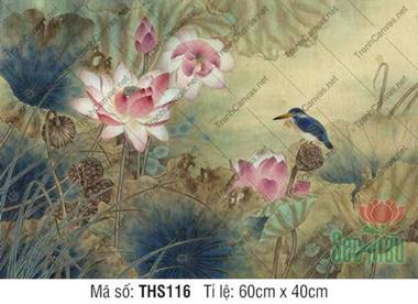 Tranh In Hoa Sen THS116, nét vẽ thủy mặc thanh nhã Tranh In Hoa Sen THS116, nét vẽ thủy mặc thanh nhã