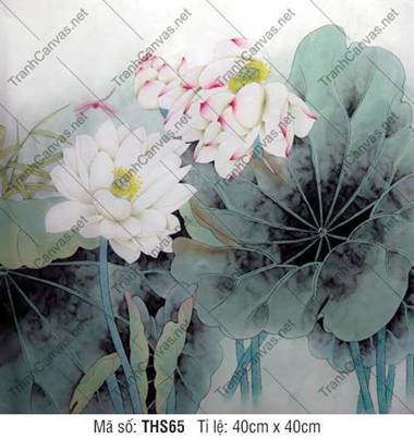 Tranh In Hoa Sen THS65, vẻ đẹp thủy mặc mềm mại và tinh khôi