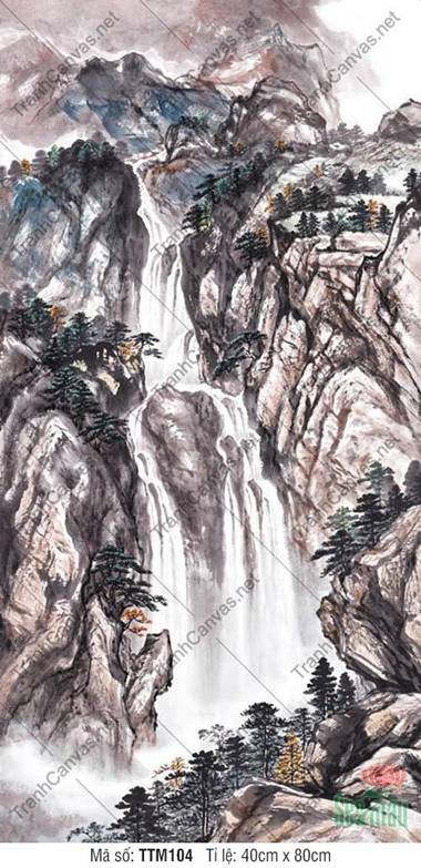 Bức Tranh Thủy Mặc TTM104, Dòng thác nhiều tầng hùng vĩ Bức Tranh Thủy Mặc TTM104, Dòng thác nhiều tầng hùng vĩ