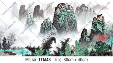 Bức Tranh Thủy Mặc TTM43, Cảnh Núi Đá Xanh Và Bụi Trúc Xanh Mướt Bức Tranh Thủy Mặc TTM43, Cảnh Núi Đá Xanh Và Bụi Trúc Xanh Mướt