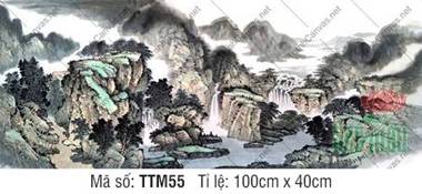 Mua Tranh Thủy Mặc TTM55, thác nước tầng và rừng tùng bạt ngàn Mua Tranh Thủy Mặc TTM55, thác nước tầng và rừng tùng bạt ngàn