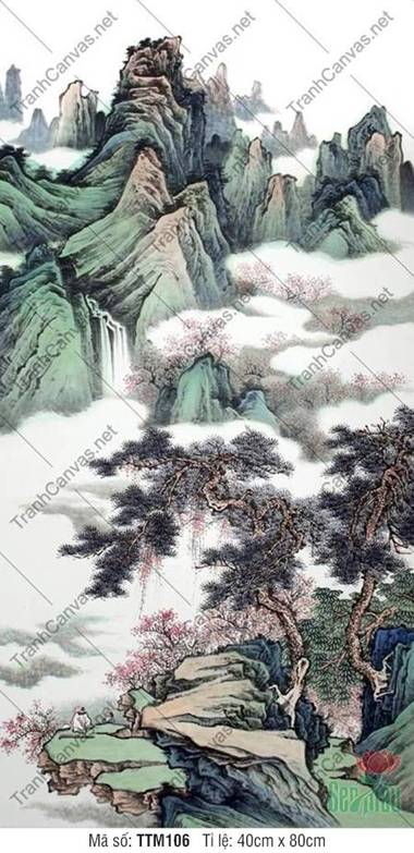 Tranh Núi Non Phong Thủy TTM106, Họa Cảnh Núi Xanh Và Rặng Tùng Tranh Núi Non Phong Thủy TTM106, Họa Cảnh Núi Xanh Và Rặng Tùng
