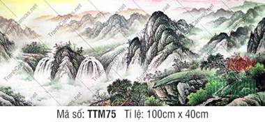 Tranh Núi Non Phong Thủy TTM75, nét núi non hùng vĩ