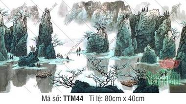 Tranh Núi Non TTM44, vách núi xanh ngọc soi bóng sông mờ Tranh Núi Non TTM44, vách núi xanh ngọc soi bóng sông mờ