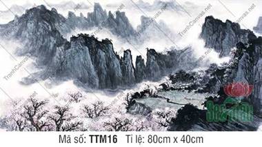 Tranh Phong Thủy Treo Phòng Khách Đẹp TTM16, Vẻ Đẹp Núi Đá Hoa Xuân Tranh Phong Thủy Treo Phòng Khách Đẹp TTM16, Vẻ Đẹp Núi Đá Hoa Xuân