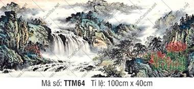 Tranh Thủy Mặc Chất Lượng Cao TTM64, ngọn thác nguồn cuộn sóng Tranh Thủy Mặc Chất Lượng Cao TTM64, ngọn thác nguồn cuộn sóng