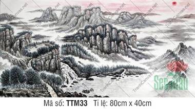 Tranh Thủy Mặc Đẹp Nhất TTM33, Vẻ Đẹp Rặng Núi Đá Và Thác Nước Tranh Thủy Mặc Đẹp Nhất TTM33, Vẻ Đẹp Rặng Núi Đá Và Thác Nước